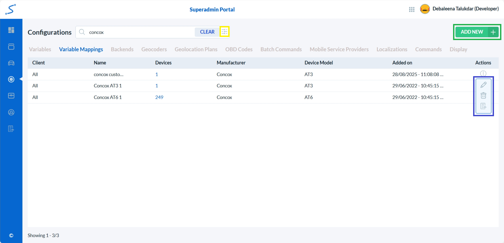 Super Admin Variable Mappings List