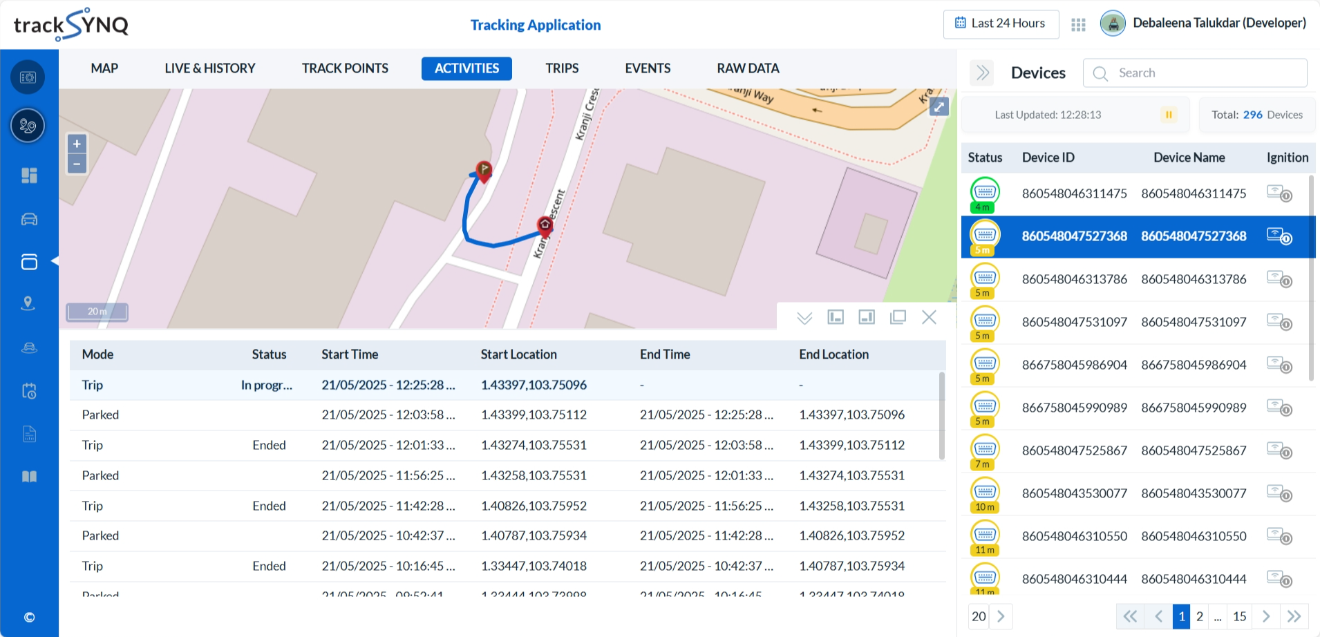 Tracking Device Activities