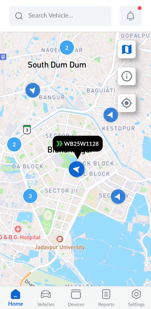 Dashboard location marker with popup